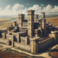 Create a visual interpretation of the medieval Pliska Palace, the first capital of Bulgaria.