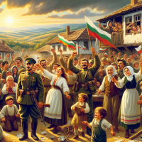 Bring to life the liberation of Bulgaria from Ottoman rule, capturing the joyous atmosphere of the country's newfound freedom.