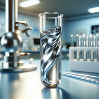 chemistry test tube with silver metallic liquid