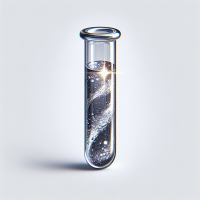 chemistry test tube with silver metallic liquid, simple, realisitc