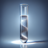 realistic chemistry test tube with silver metallic liquid inside