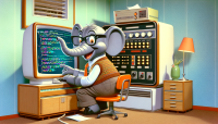 Elephant developing web site, 1960s Cartoon