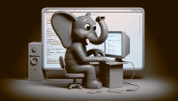 Elephant developing web site, 1960s Cartoon, without background